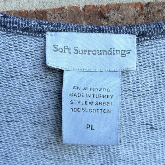 Soft Surroundings Blue Heather Marled French Terry Tunic Top Oversized pockets - Picture 2 of 5